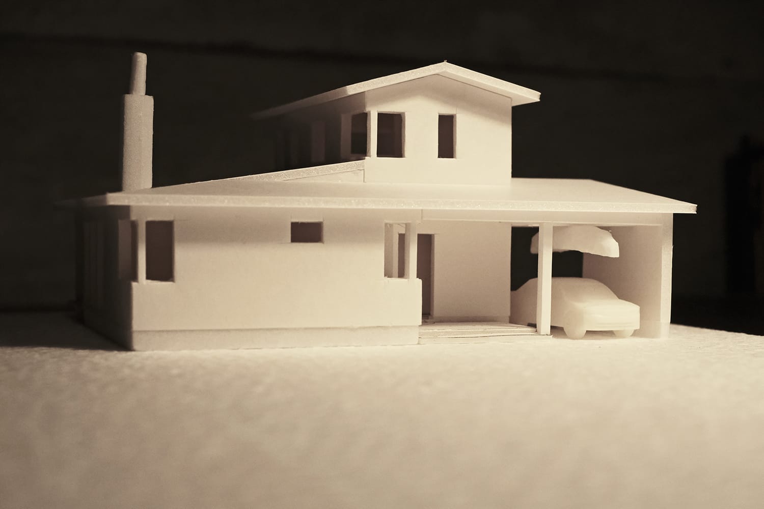 北海道函館の農家住宅1/100ラフ模型の外観1