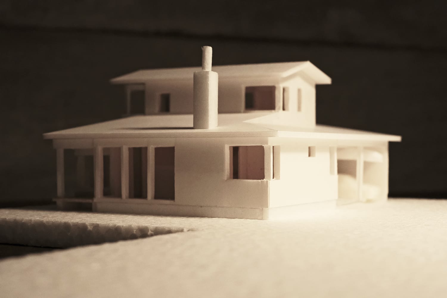 北海道函館の農家住宅1/100ラフ模型の外観2