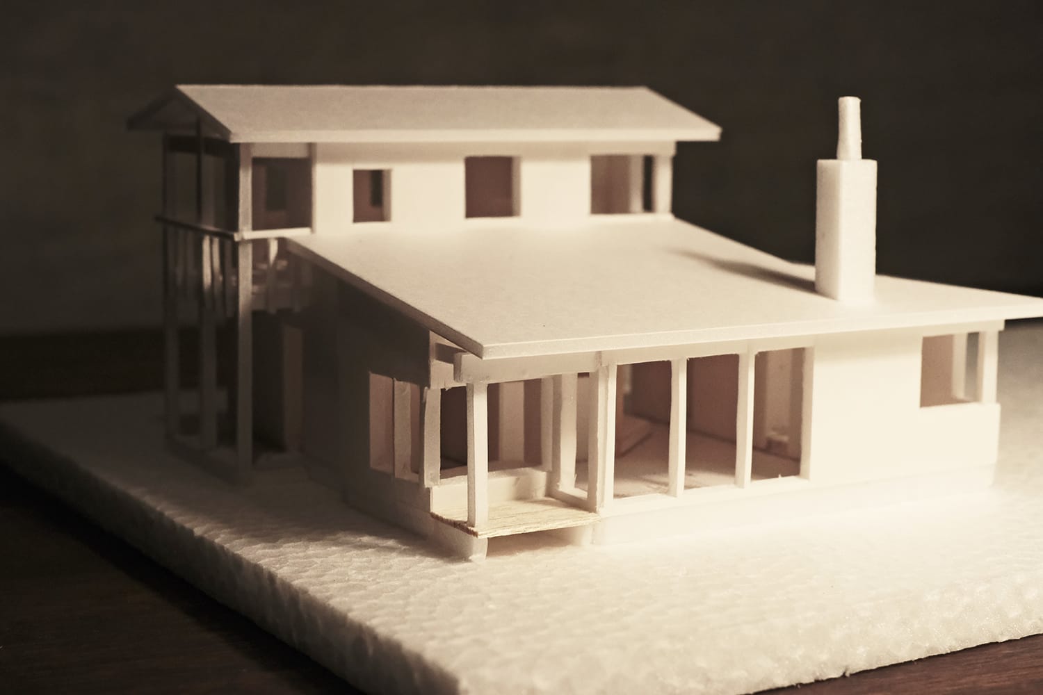 北海道函館の農家住宅1/100ラフ模型の外観3